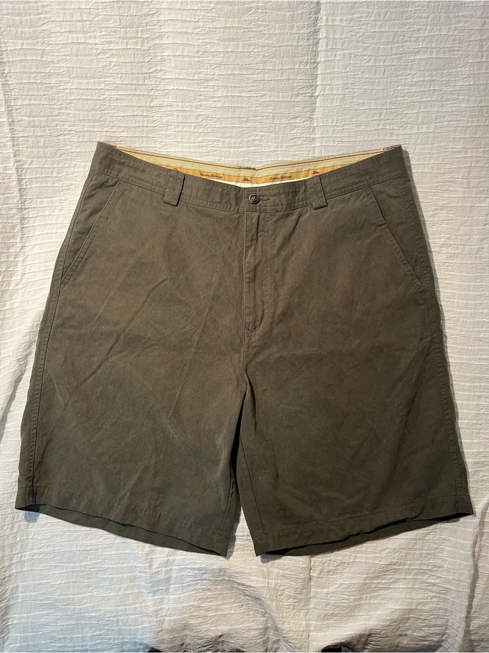 Tommy Bahama Olive Flat Front Chino Shorts